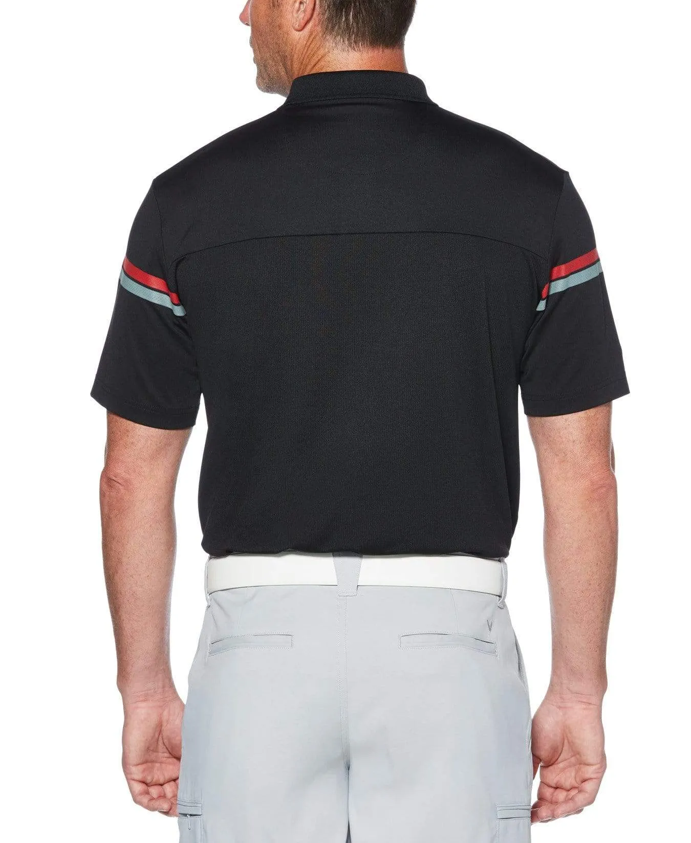 Mens Patterned Stripe Performance Polo