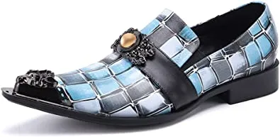 Men's Tuxedo Western Loafers in Purple Blue