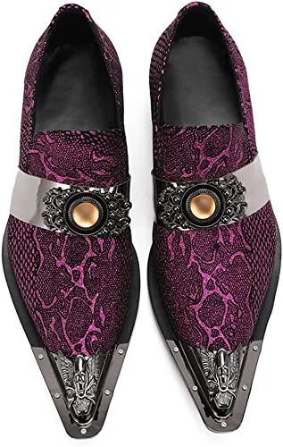 Men's Tuxedo Western Loafers in Purple Blue