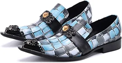 Men's Tuxedo Western Loafers in Purple Blue