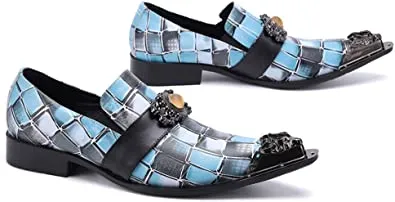 Men's Tuxedo Western Loafers in Purple Blue