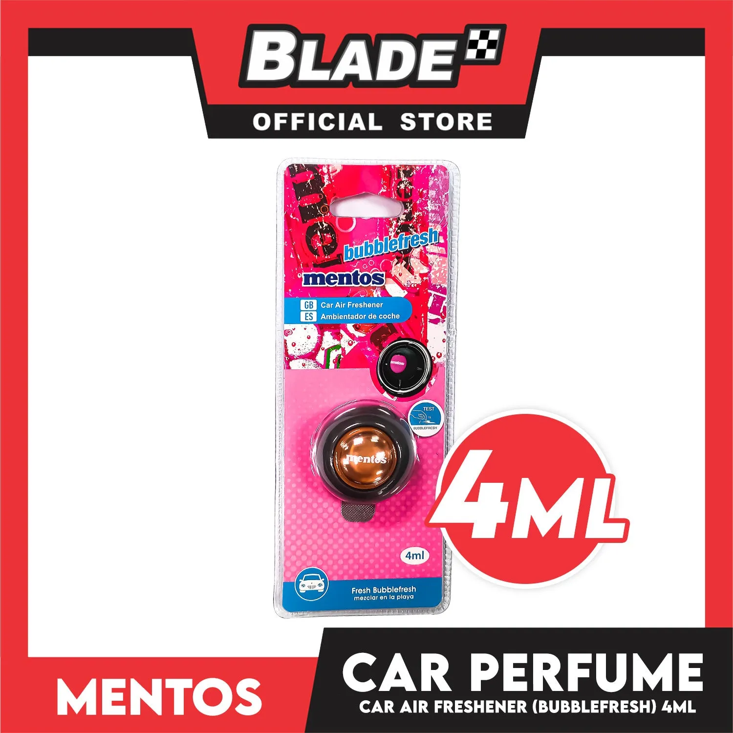 Mentos Vent Clip Car Air Freshener 4ml (Bubblefresh)