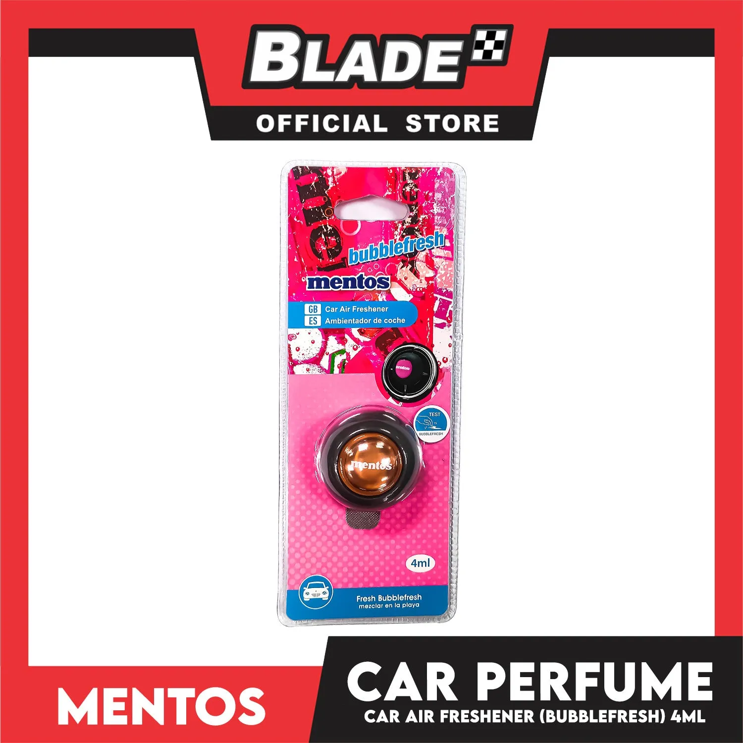 Mentos Vent Clip Car Air Freshener 4ml (Bubblefresh)