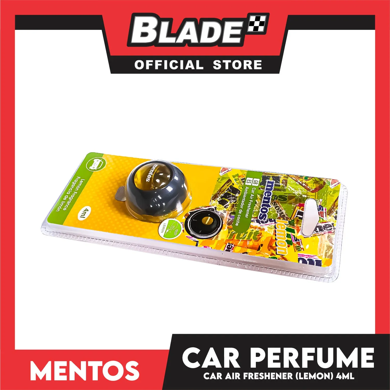 Mentos Vent Clip Car Air Freshener 4ml (Lemon)