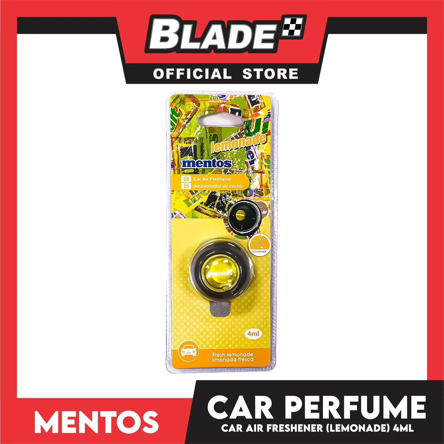 Mentos Vent Clip Car Air Freshener 4ml (Lemonade)