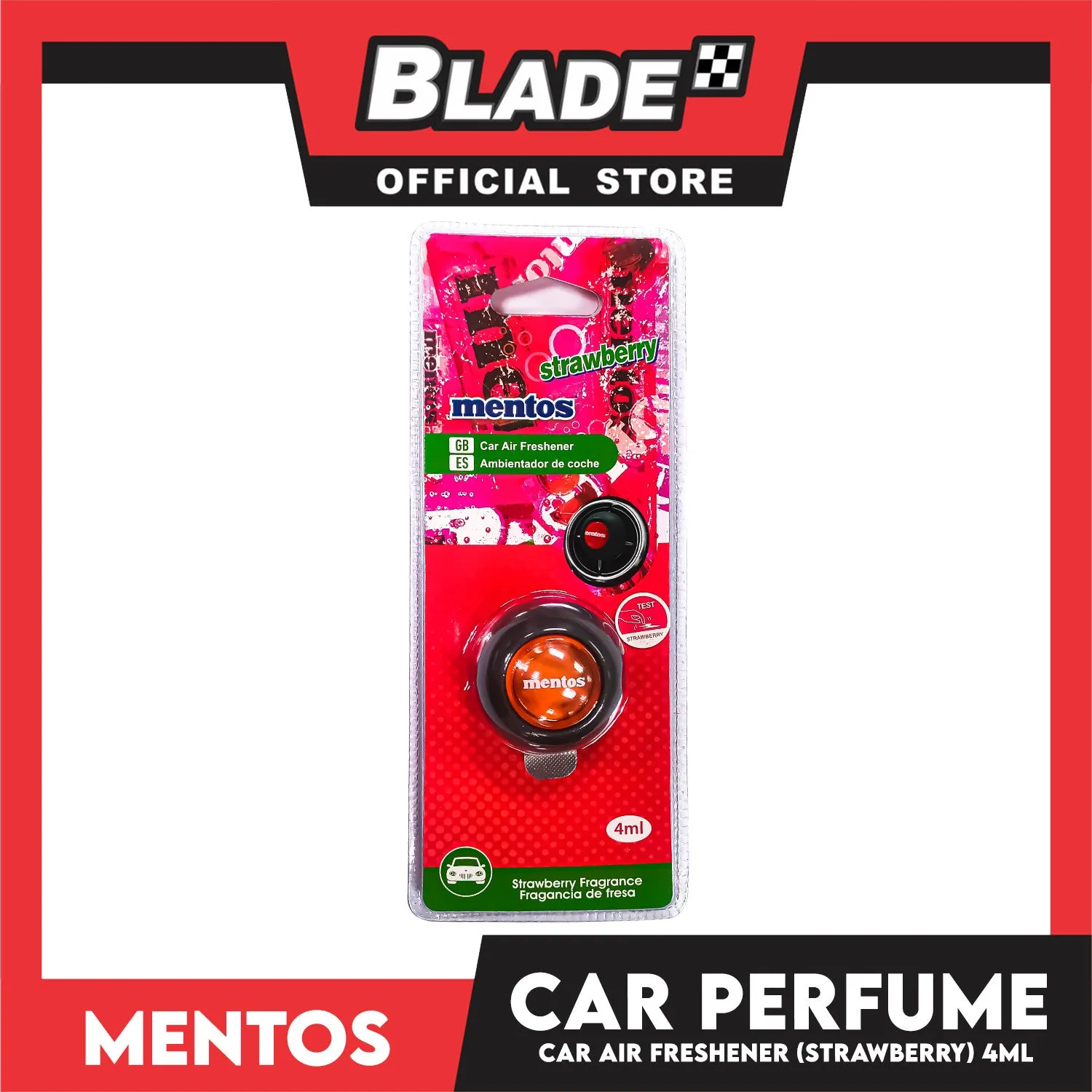Mentos Vent Clip Car Air Freshener 4ml (Strawberry)