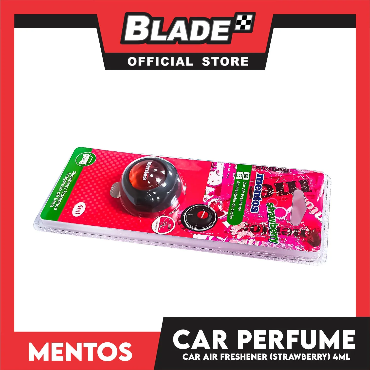 Mentos Vent Clip Car Air Freshener 4ml (Strawberry)
