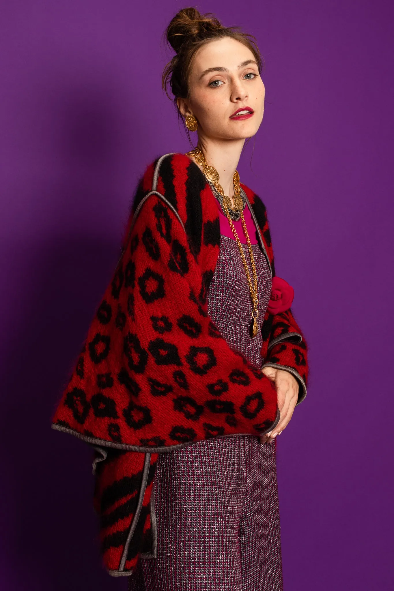 Mixed Animal Print Mohair Sweater