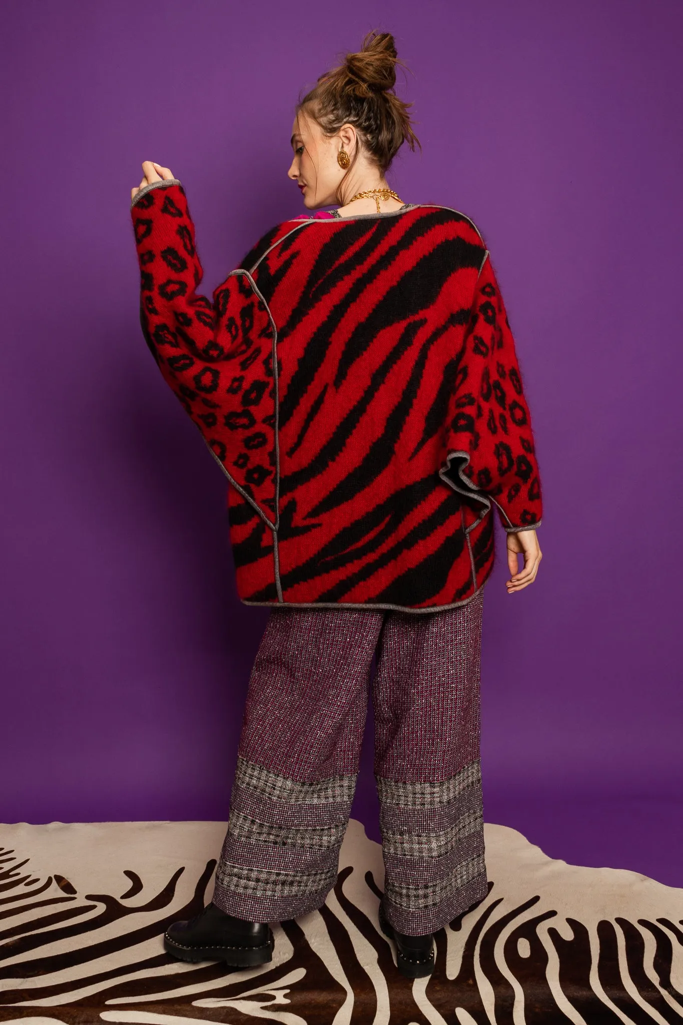 Mixed Animal Print Mohair Sweater
