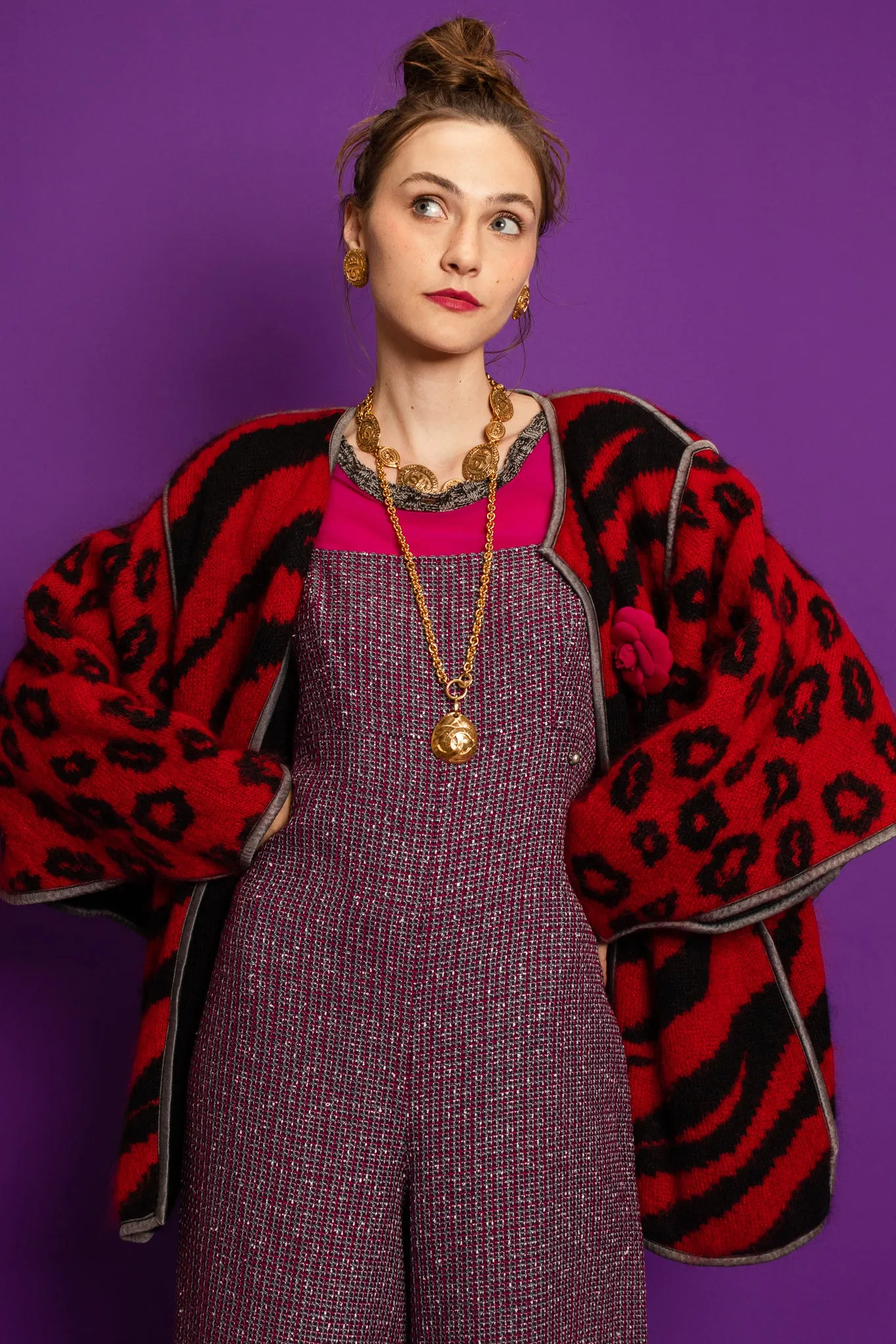 Mixed Animal Print Mohair Sweater
