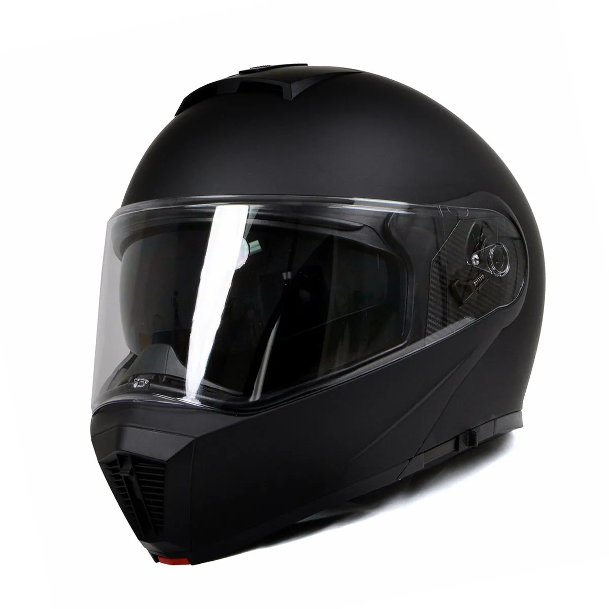 MPH9812DOT Flat Black 'Menace' Advanced Motorcycle Modular Helmet for Men and Women Biker w/ Drop Down Visor