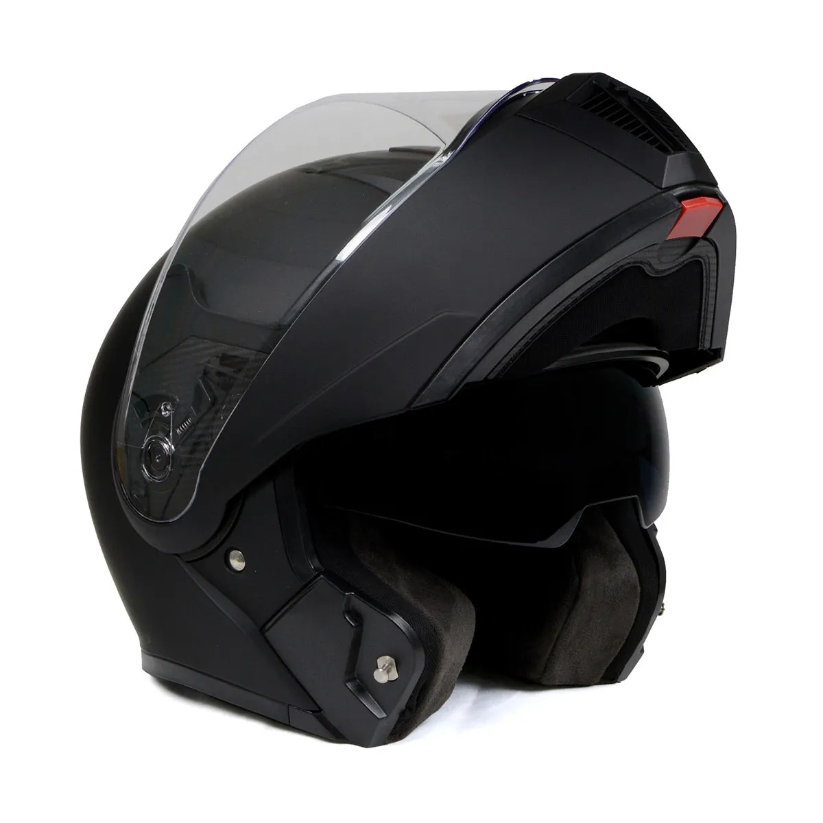 MPH9812DOT Flat Black 'Menace' Advanced Motorcycle Modular Helmet for Men and Women Biker w/ Drop Down Visor
