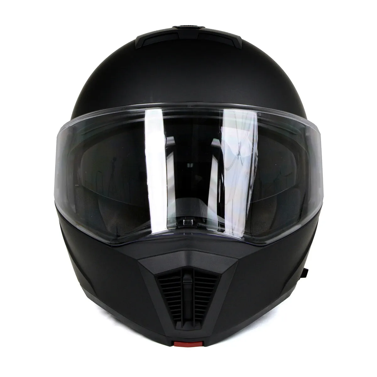MPH9812DOT Flat Black 'Menace' Advanced Motorcycle Modular Helmet for Men and Women Biker w/ Drop Down Visor