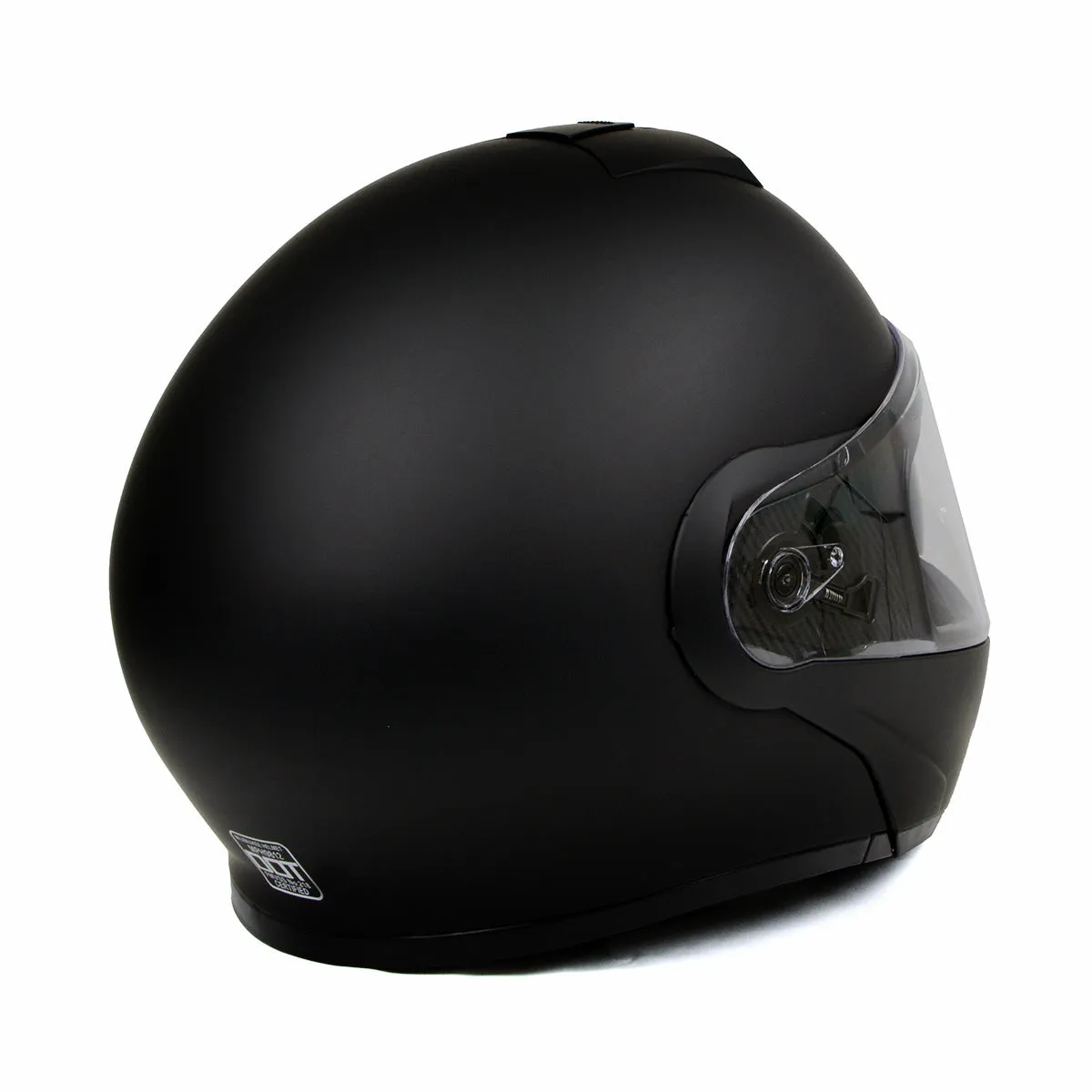 MPH9812DOT Flat Black 'Menace' Advanced Motorcycle Modular Helmet for Men and Women Biker w/ Drop Down Visor