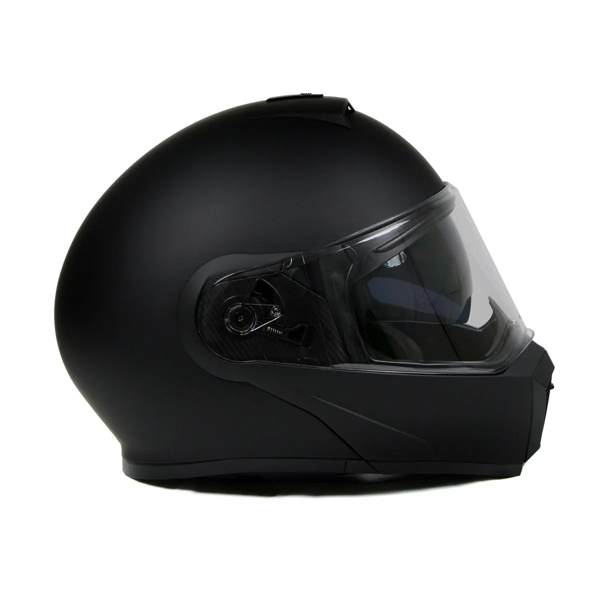 MPH9812DOT Flat Black 'Menace' Advanced Motorcycle Modular Helmet for Men and Women Biker w/ Drop Down Visor