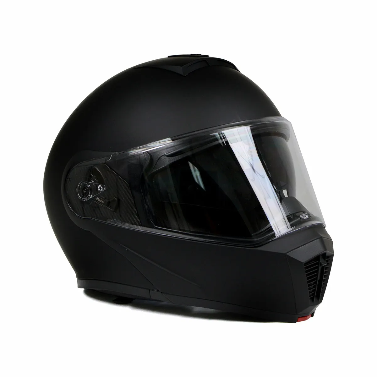 MPH9812DOT Flat Black 'Menace' Advanced Motorcycle Modular Helmet for Men and Women Biker w/ Drop Down Visor