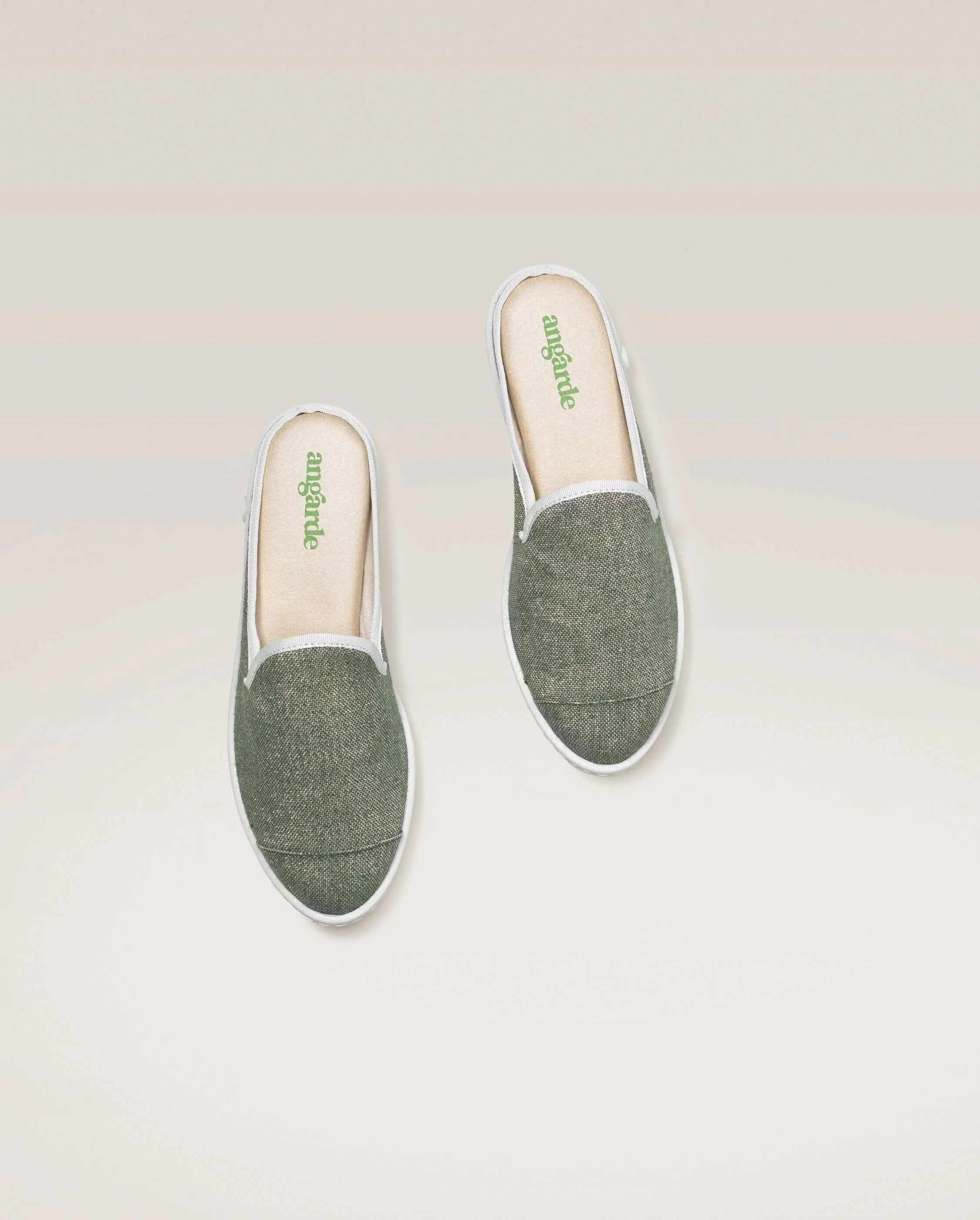 Mule femme lin recyclé, vert paillettes