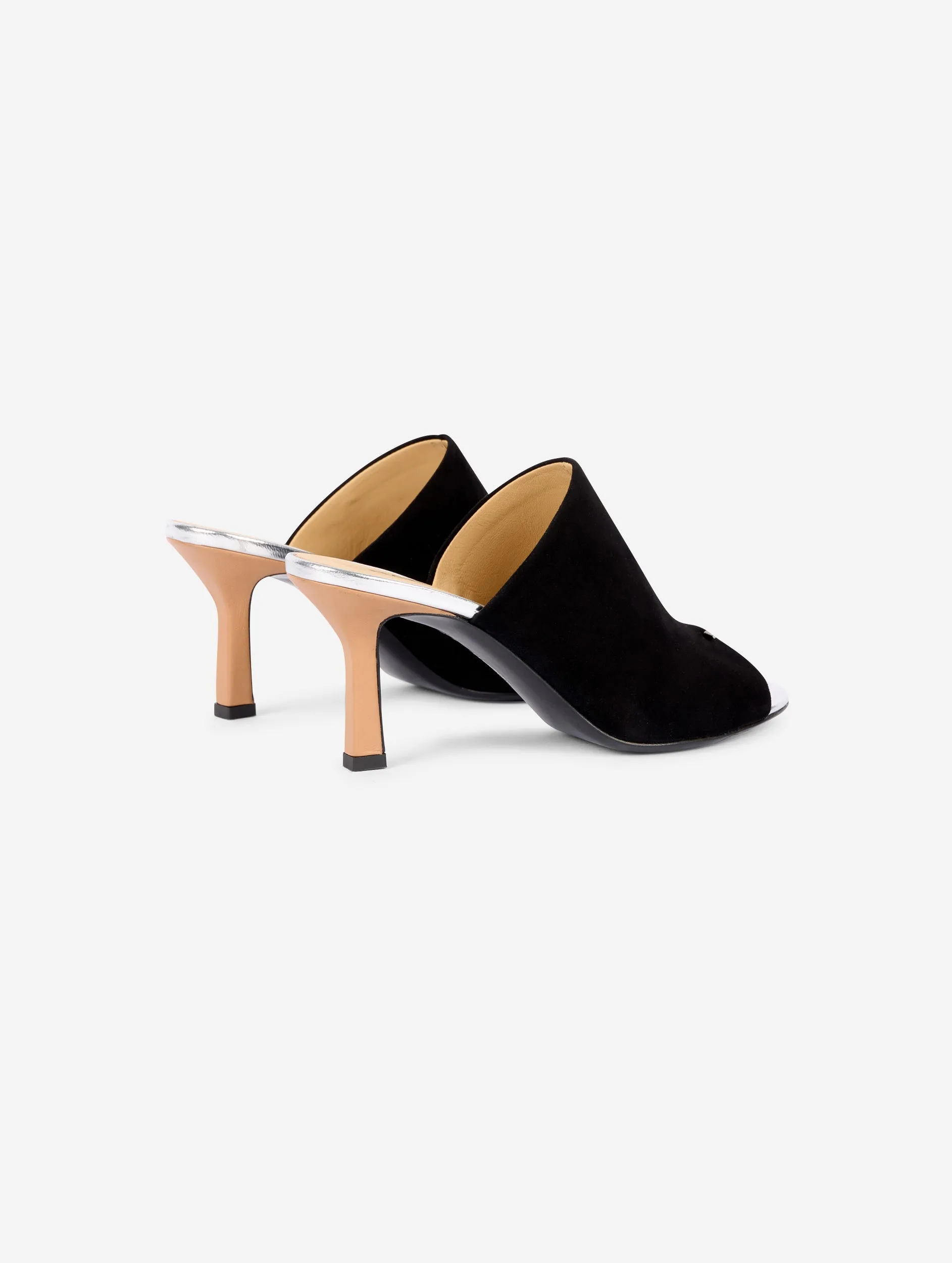 mules en daim noir