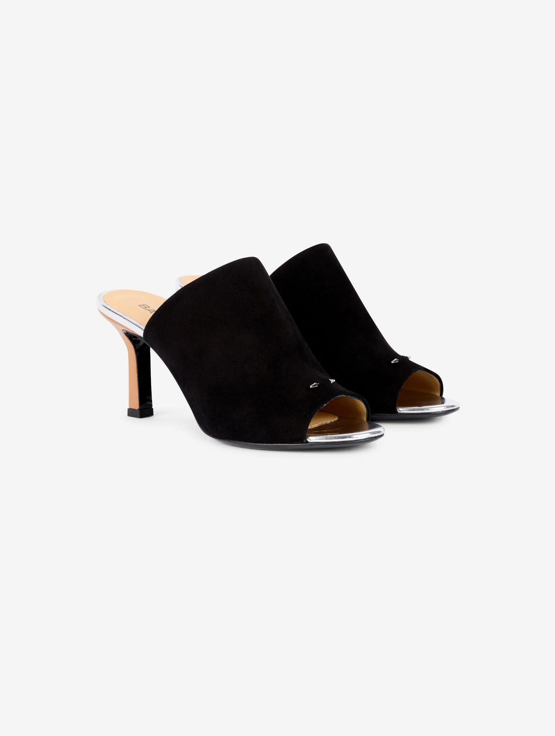 mules en daim noir