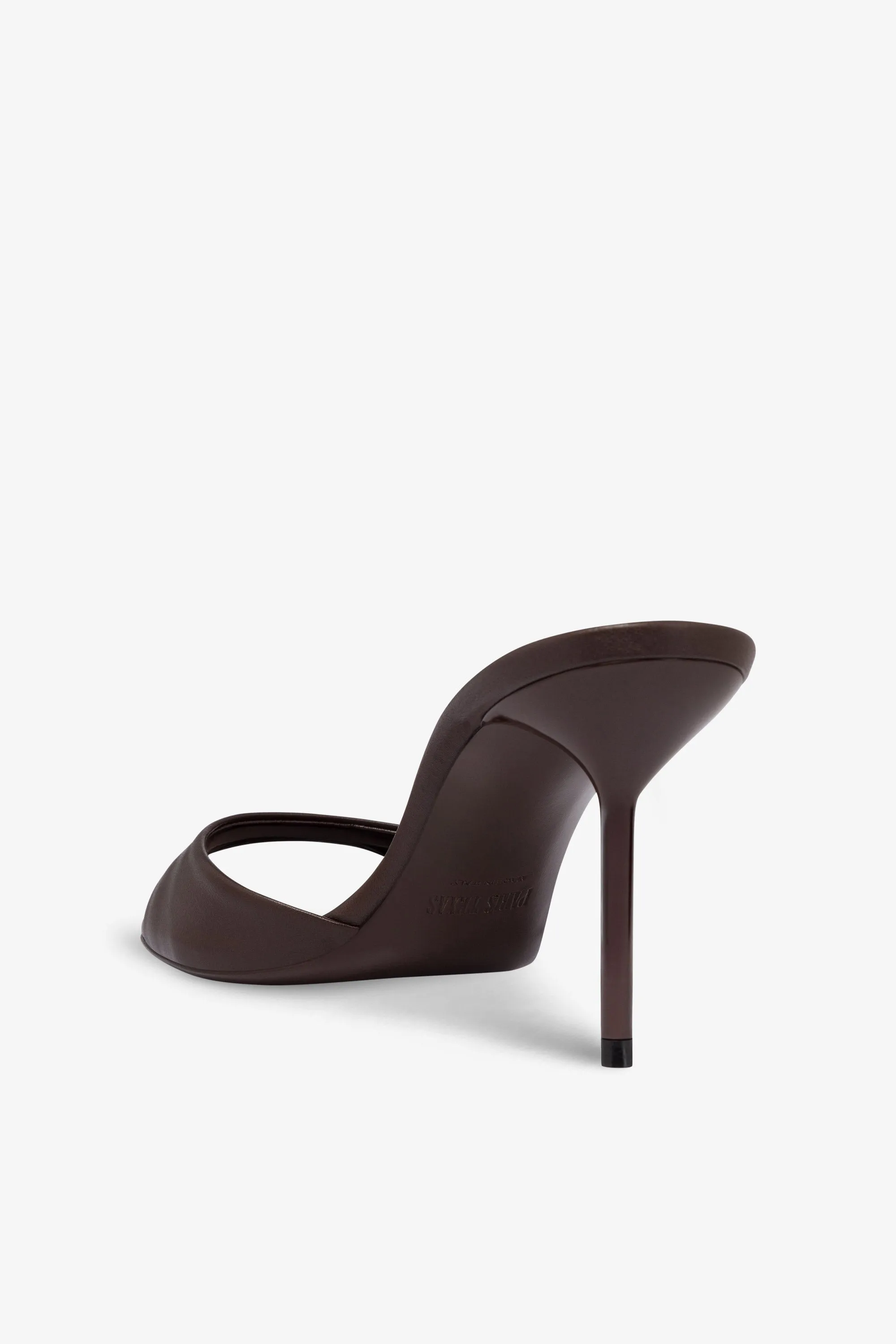 Mules in ebony leather