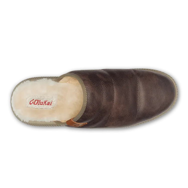 Olukai Men's Mua 'Ili Slipper - Dark Wood/Silt