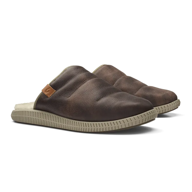 Olukai Men's Mua 'Ili Slipper - Dark Wood/Silt
