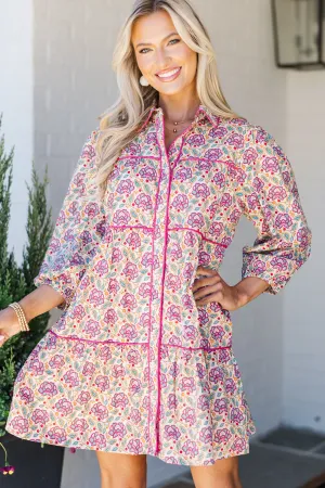 On Your Way Magenta Medallion Babydoll Dress