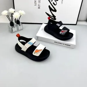 Patch Detail Velcro Closure Sandal - White