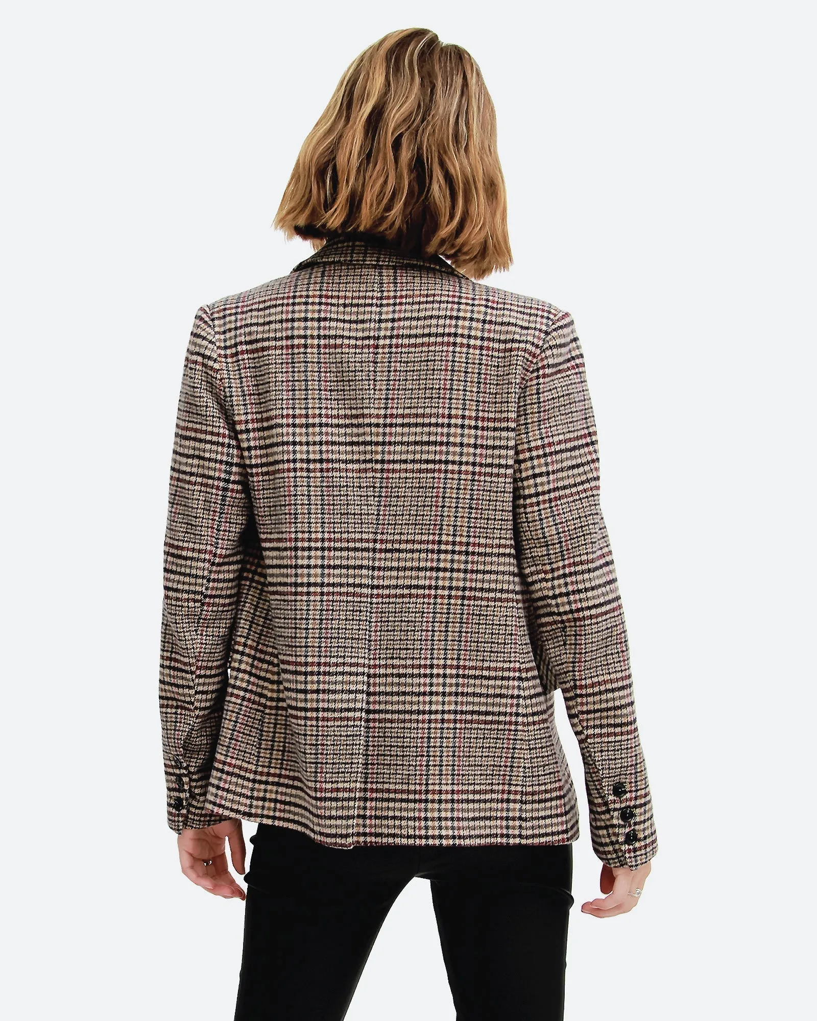 Piccadilly Wool Blend Plaid Blazer - Oat