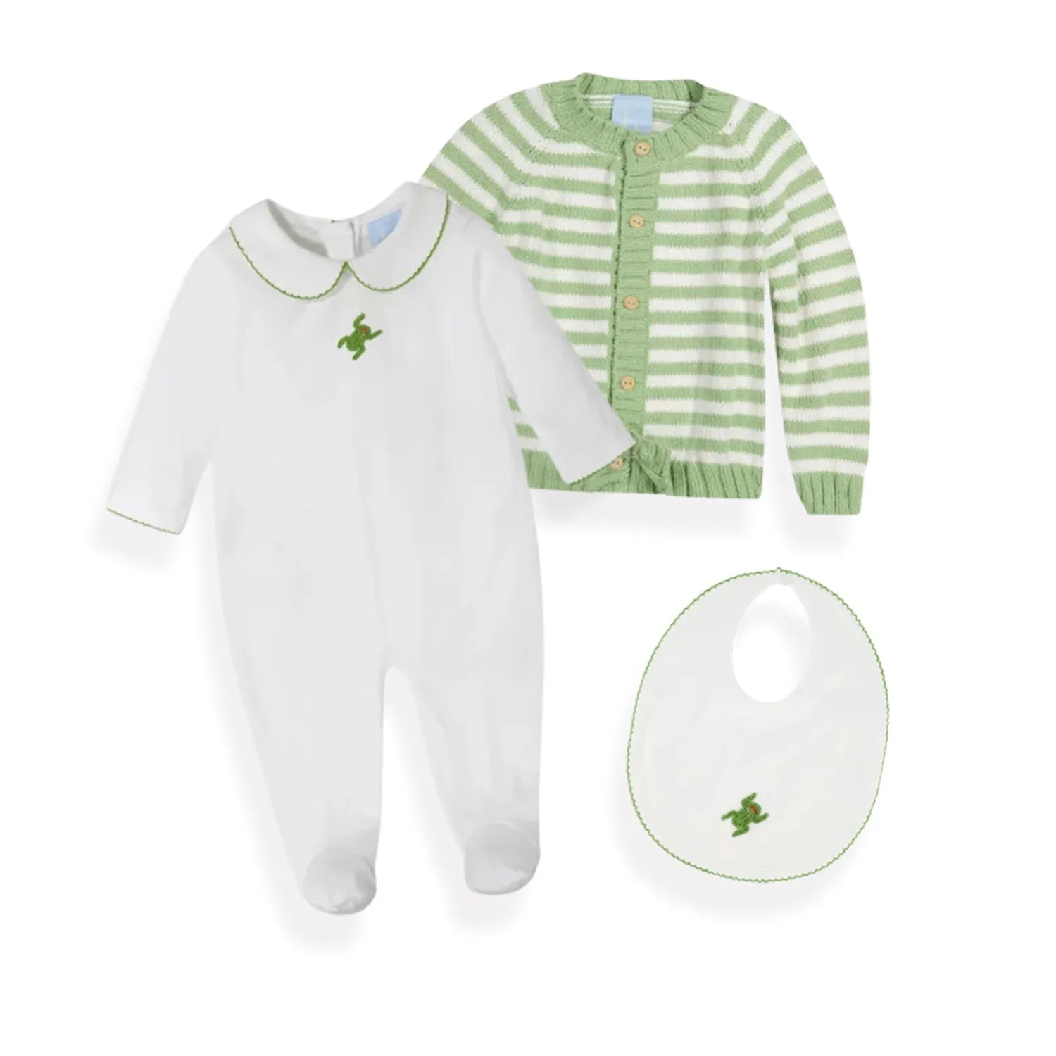 Pima & Terry Bib/Burp Set -- Frog
