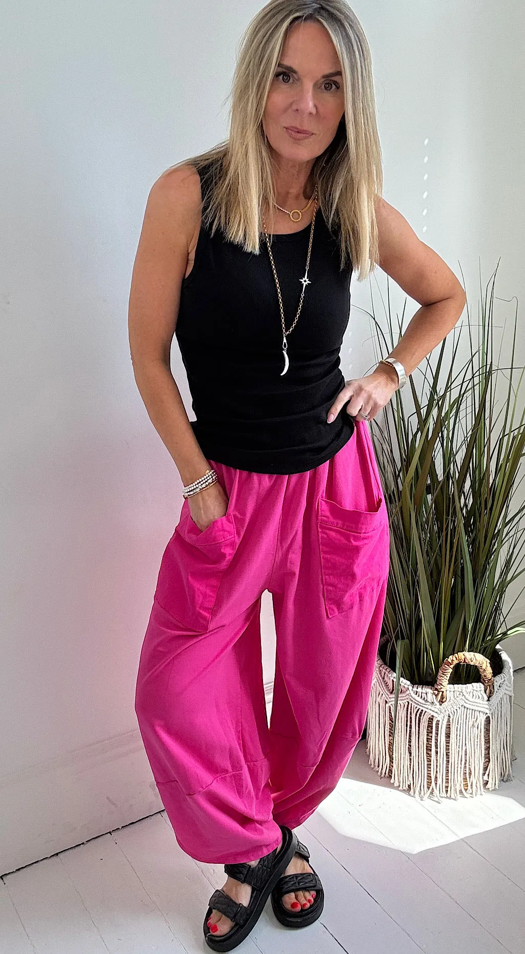 Pocket Cocoon Pant Fuchsia