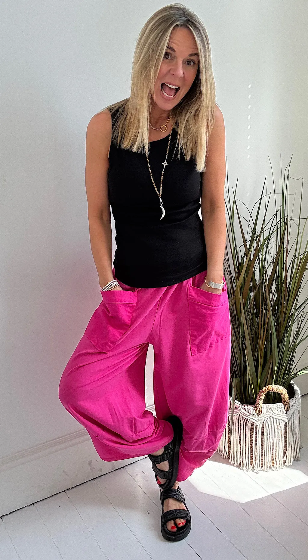 Pocket Cocoon Pant Fuchsia