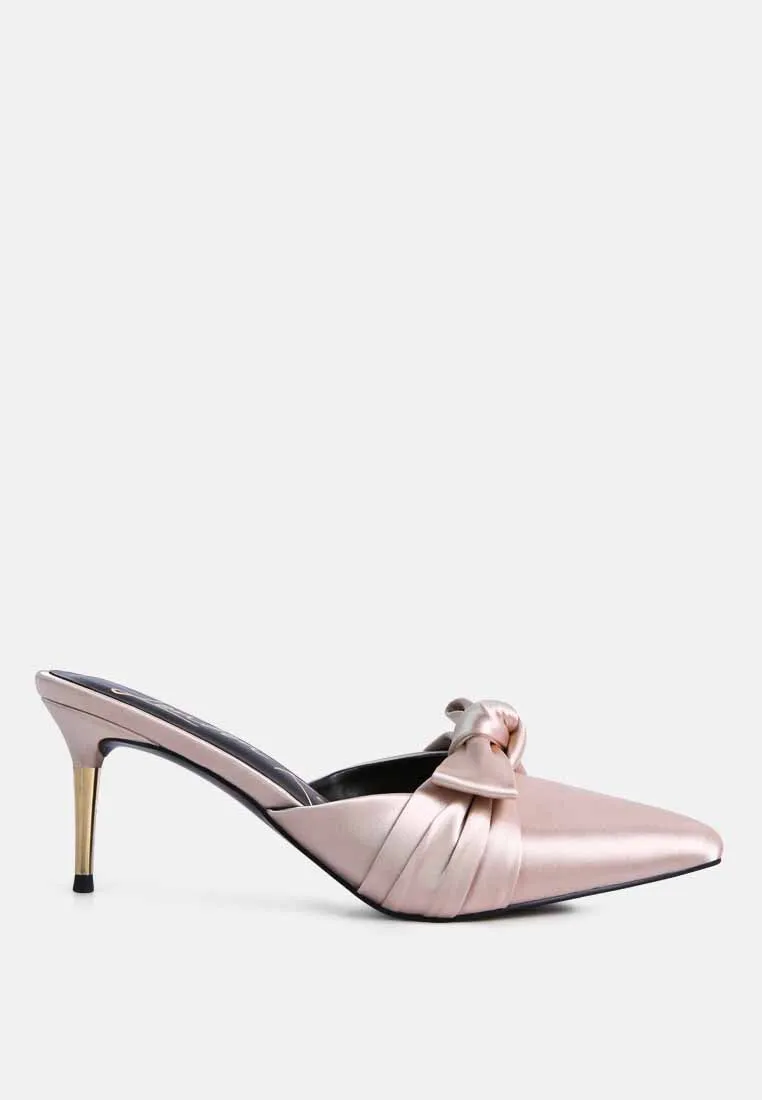Queenie Satin Stiletto Mule Sandals By Ruw
