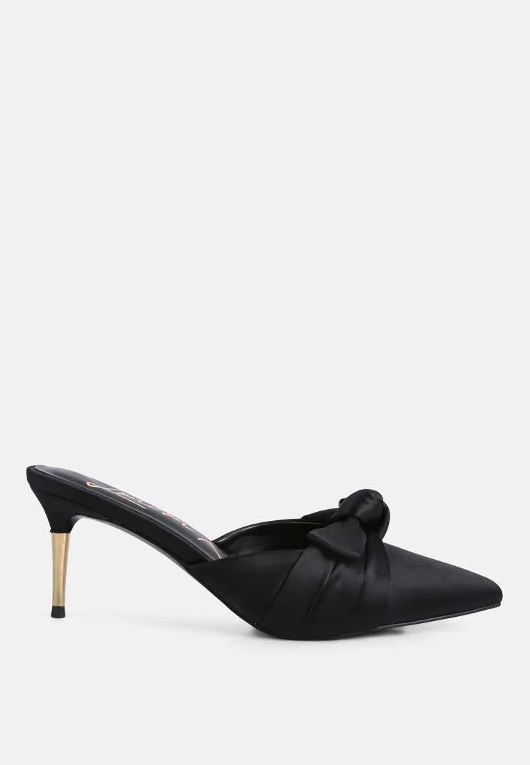 Queenie Satin Stiletto Mule Sandals By Ruw
