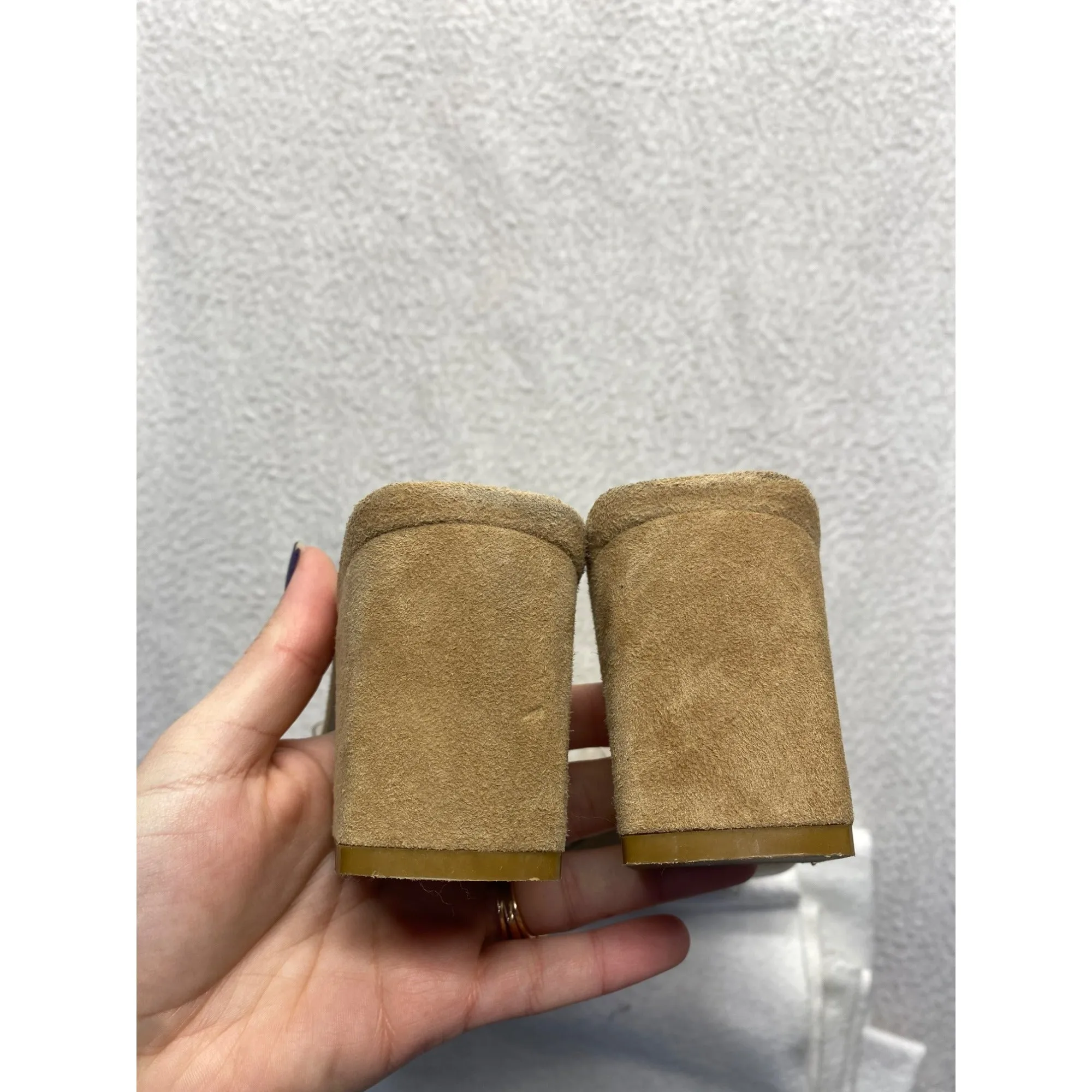 Raye Clear & Tan Block Heel Mule Sandals #5844