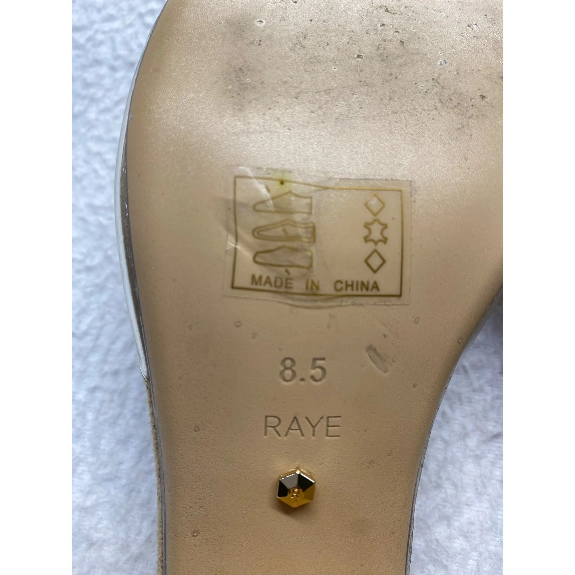 Raye Clear & Tan Block Heel Mule Sandals #5844