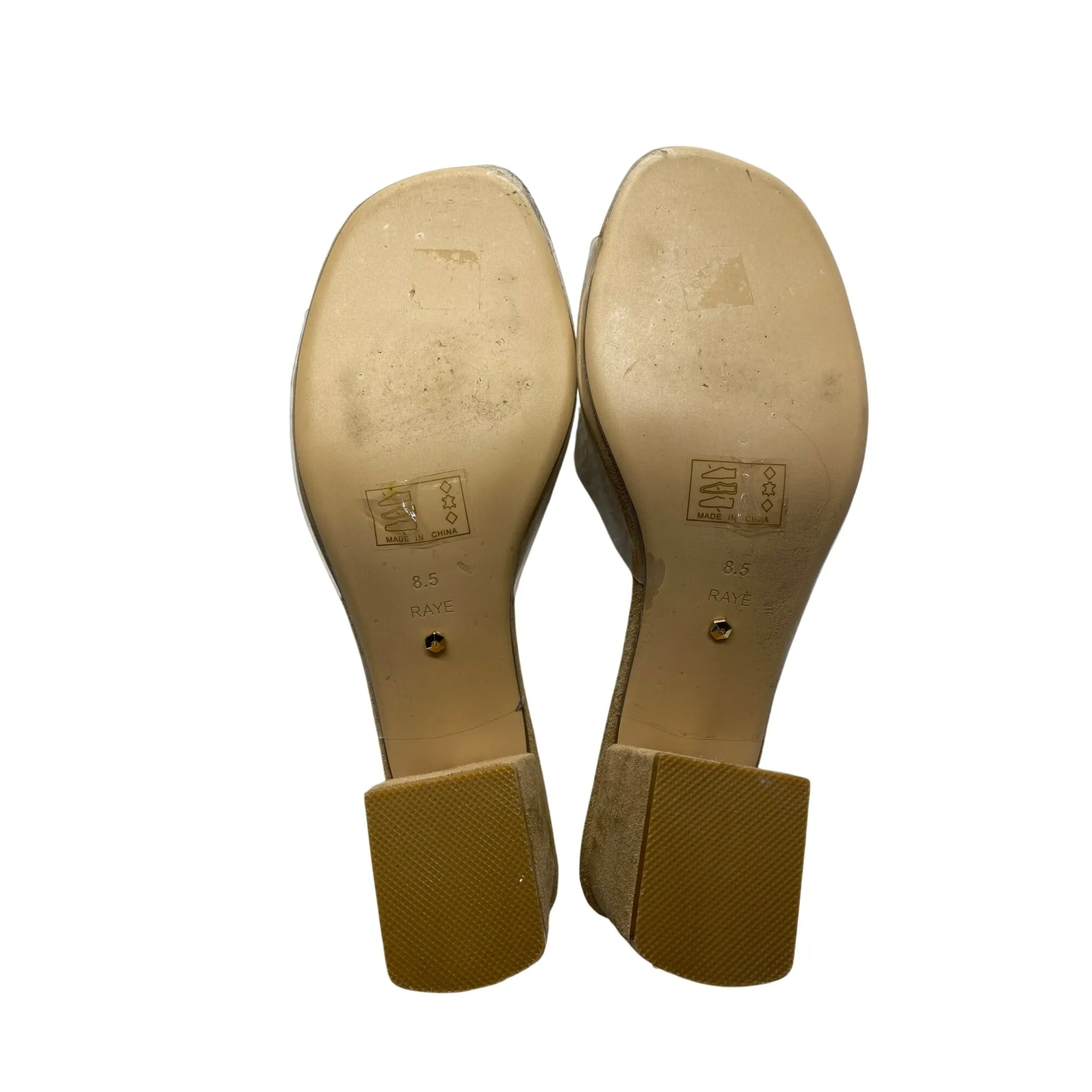 Raye Clear & Tan Block Heel Mule Sandals #5844