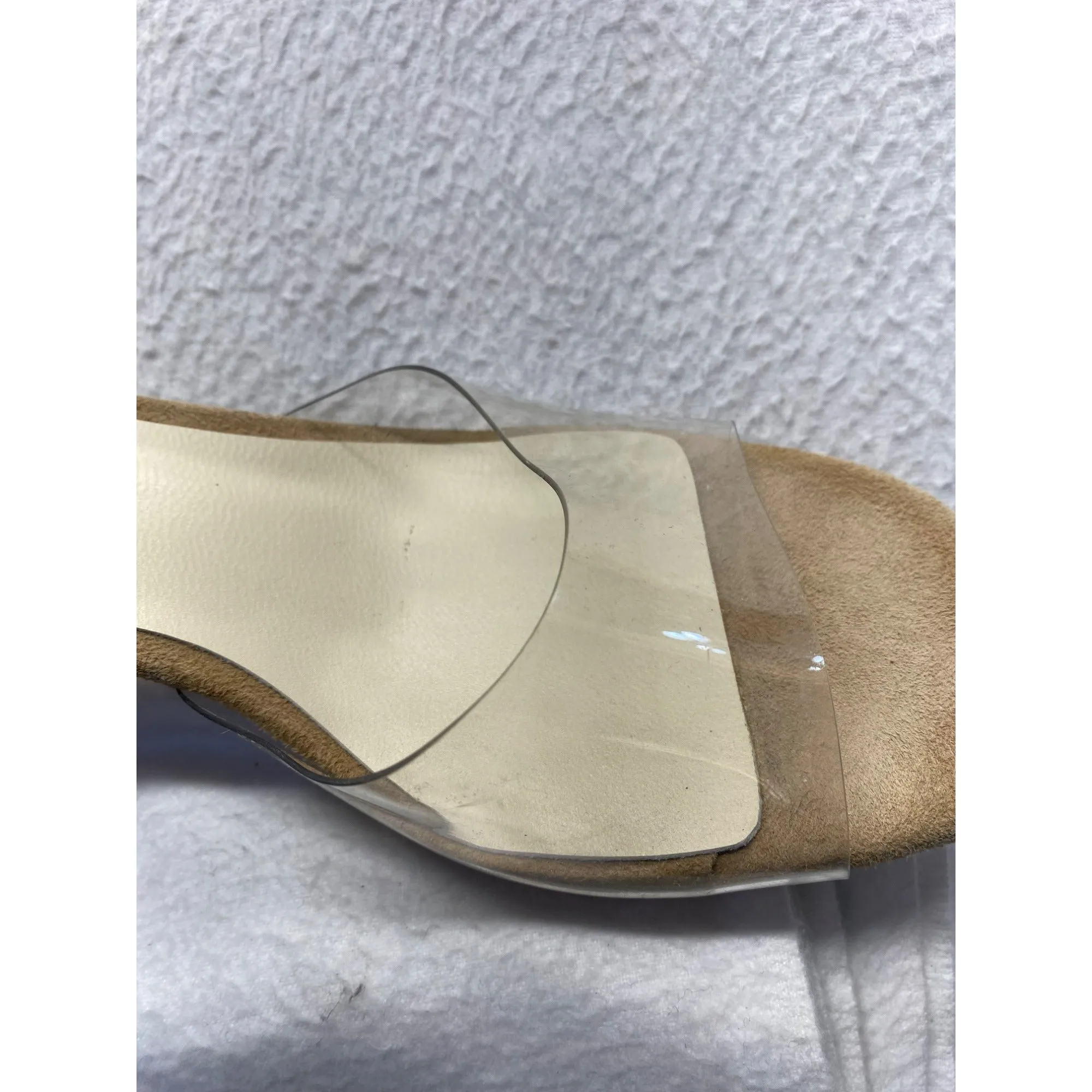 Raye Clear & Tan Block Heel Mule Sandals #5844