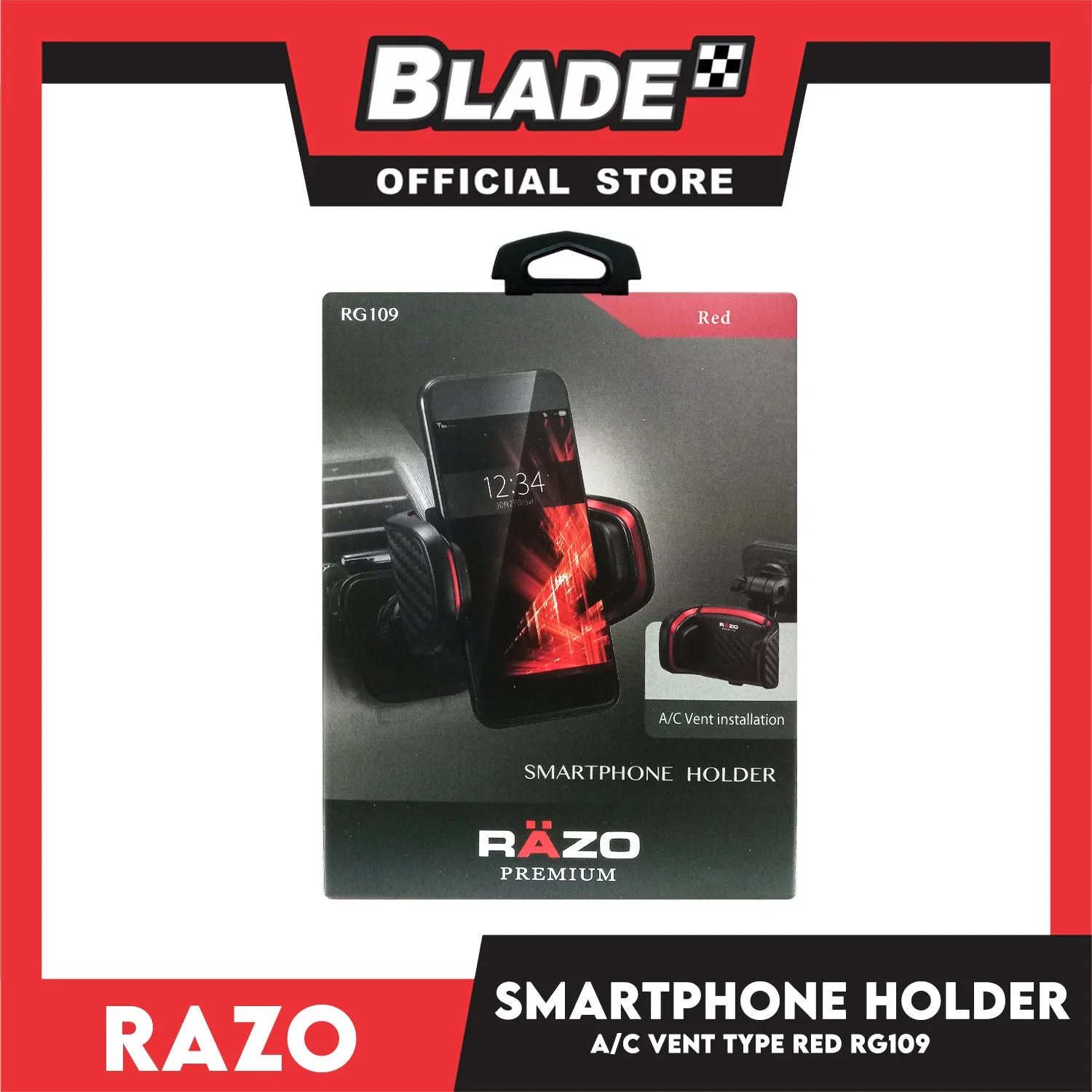 Razo Smartphone Holder A/C Vent Type Red RG109
