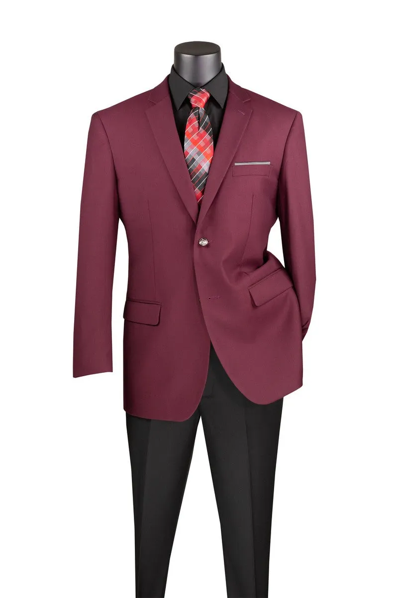 Regular Fit 2 Button Blazer (Burgundy) B-TR