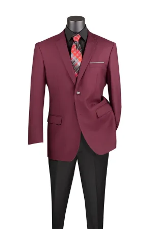 Regular Fit 2 Button Blazer (Burgundy) B-TR