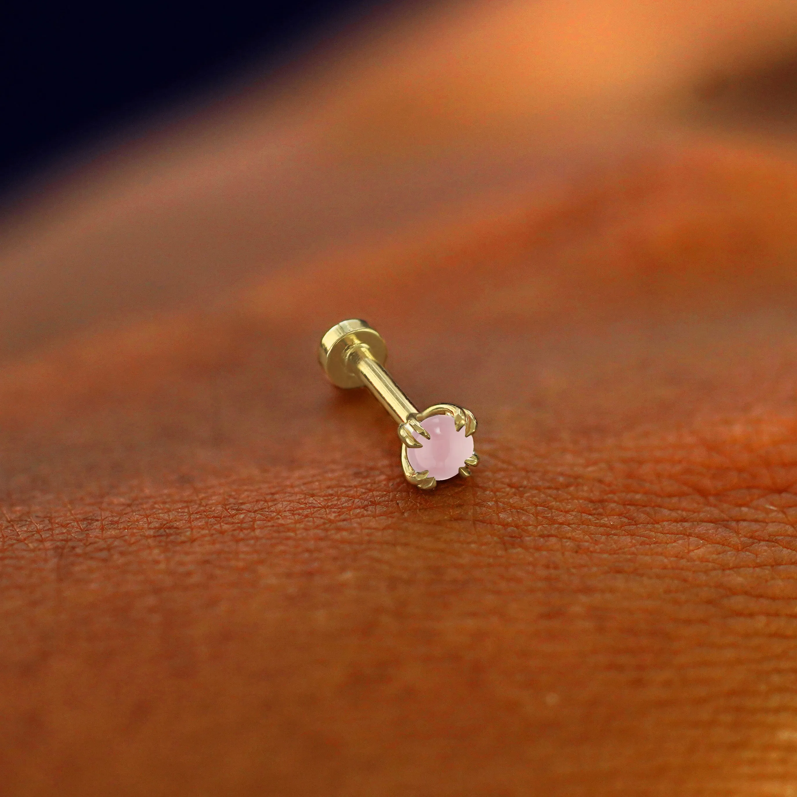 Rose Quartz Flatback Piercing