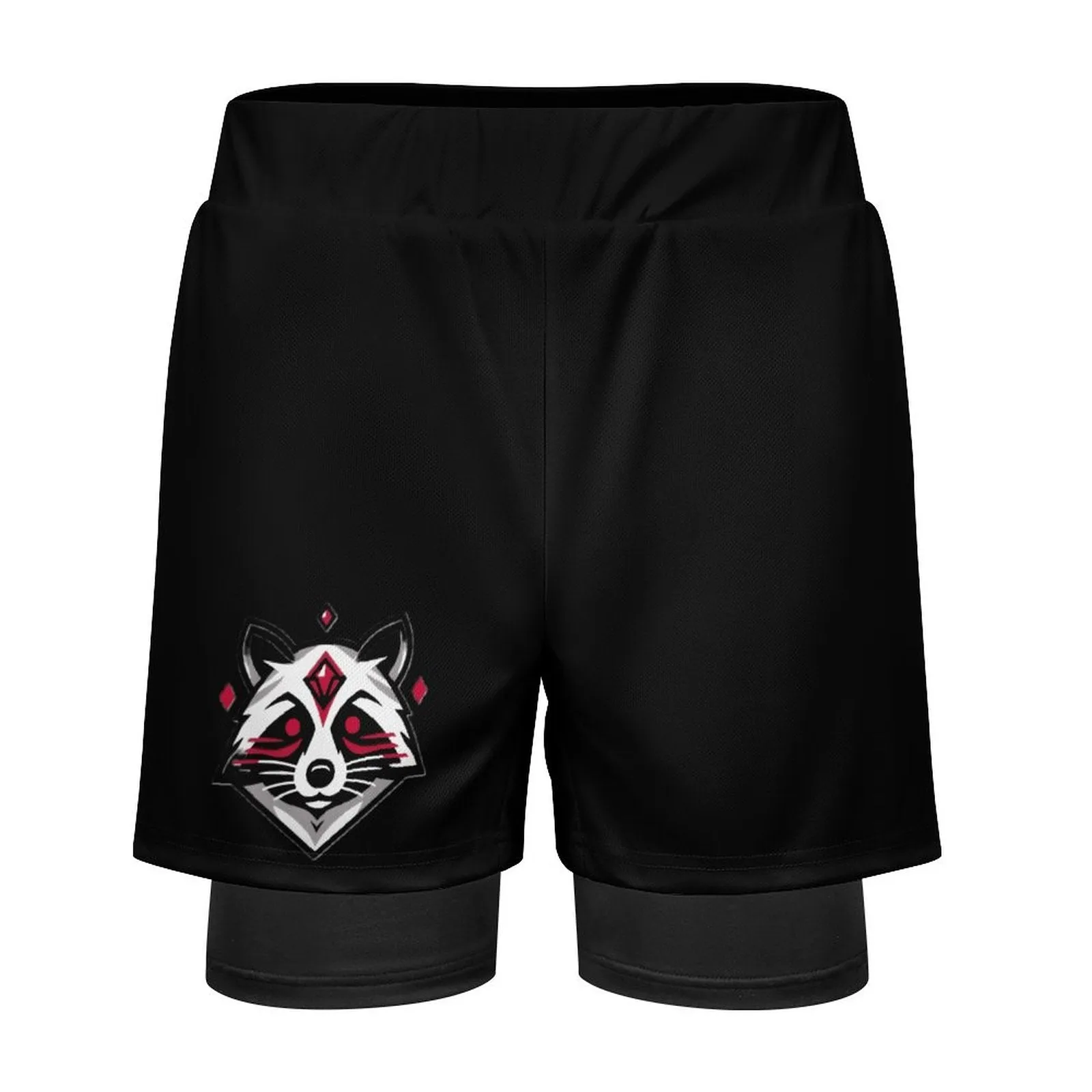 Ruby Raccoon -Logo Men Beach Shorts with 4 Pockets