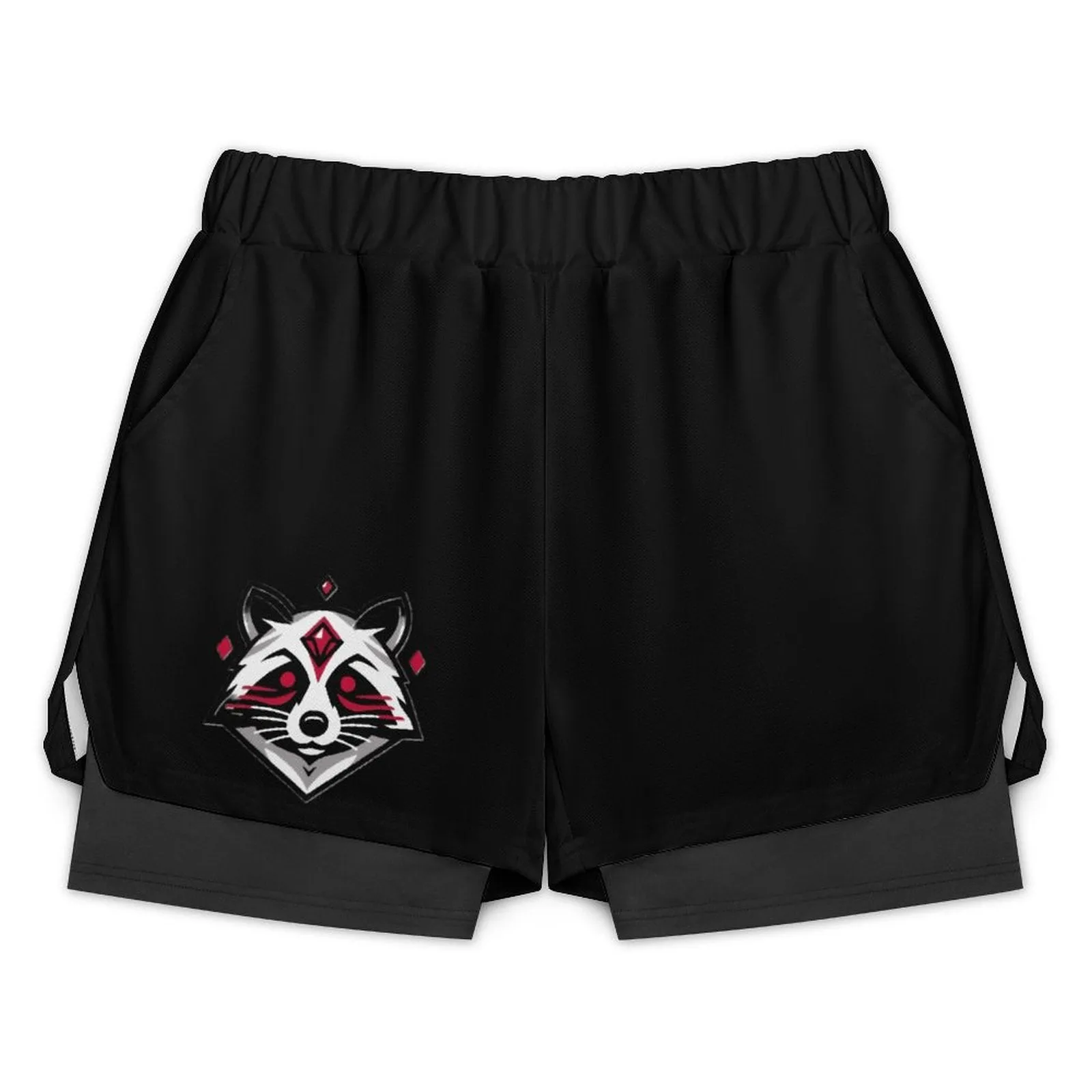 Ruby Raccoon -Logo Men Beach Shorts with 4 Pockets