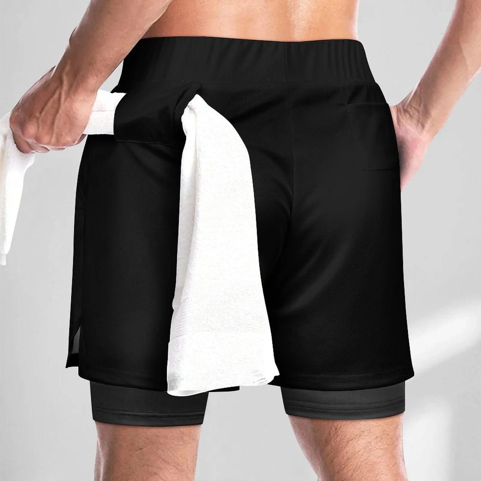 Ruby Raccoon -Logo Men Beach Shorts with 4 Pockets