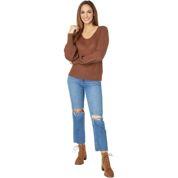 Saltwater Luxe Women Rickie Soft Sweater Spice Caramel Brown, Size  S