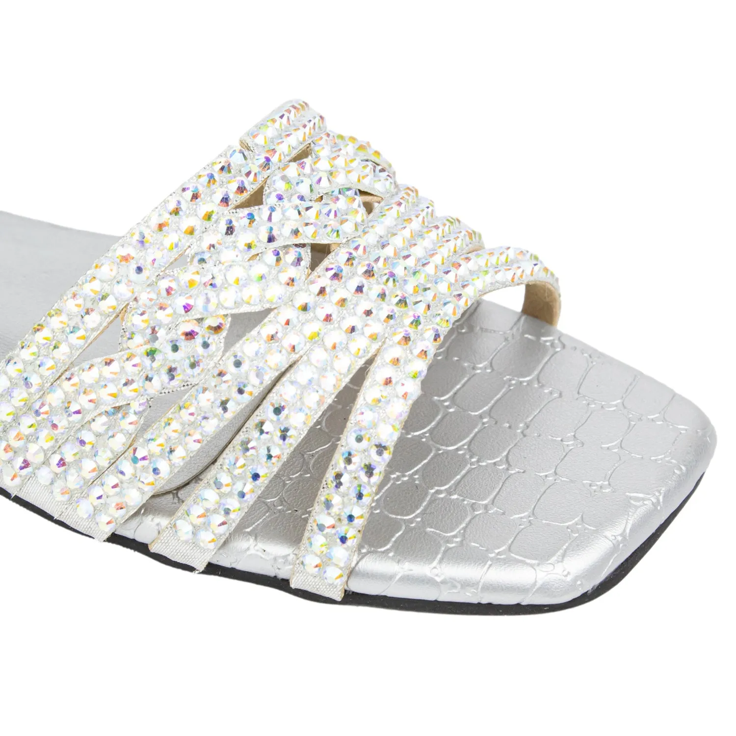 Salwa Flats S84F - Glitter Silver