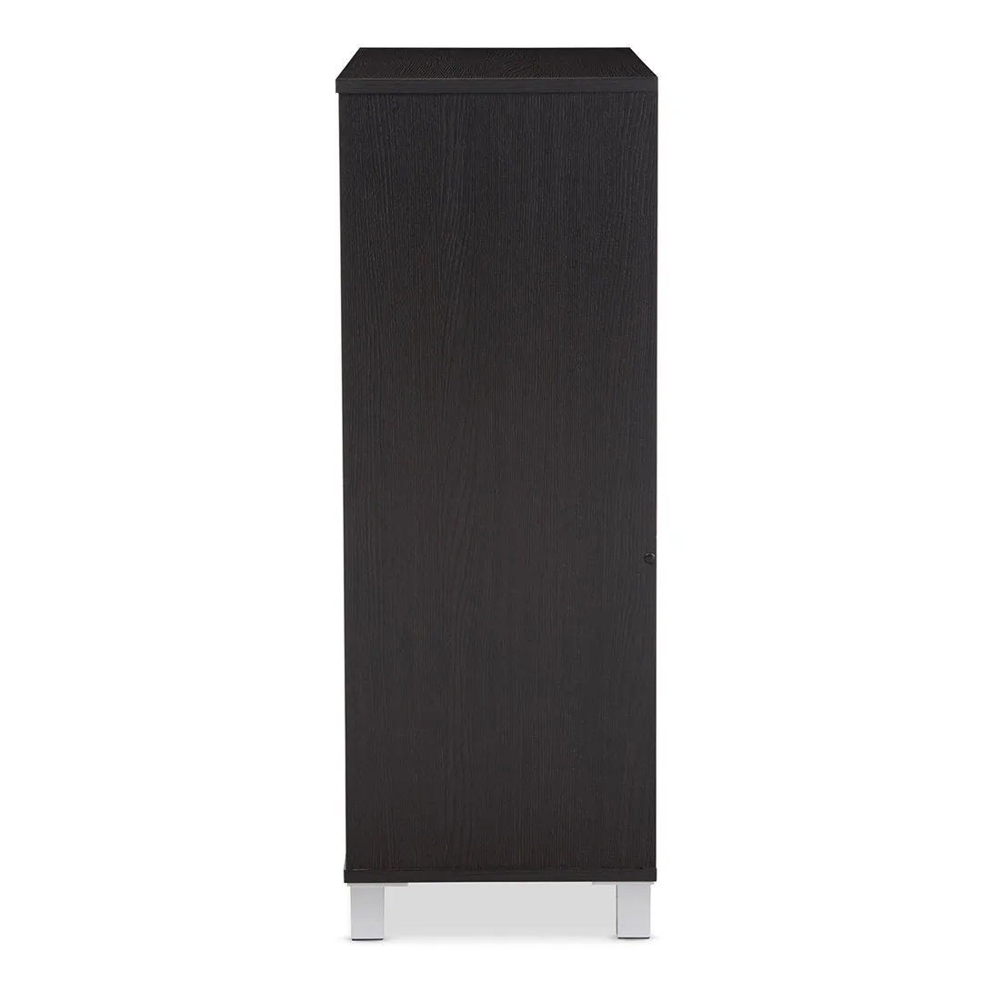 Shirley Modern and Contemporary 2 Door Wood 18 Pair Shoe Cabinet with Open Shelves Ebern Designs