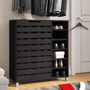 Shirley Modern and Contemporary 2 Door Wood 18 Pair Shoe Cabinet with Open Shelves Ebern Designs