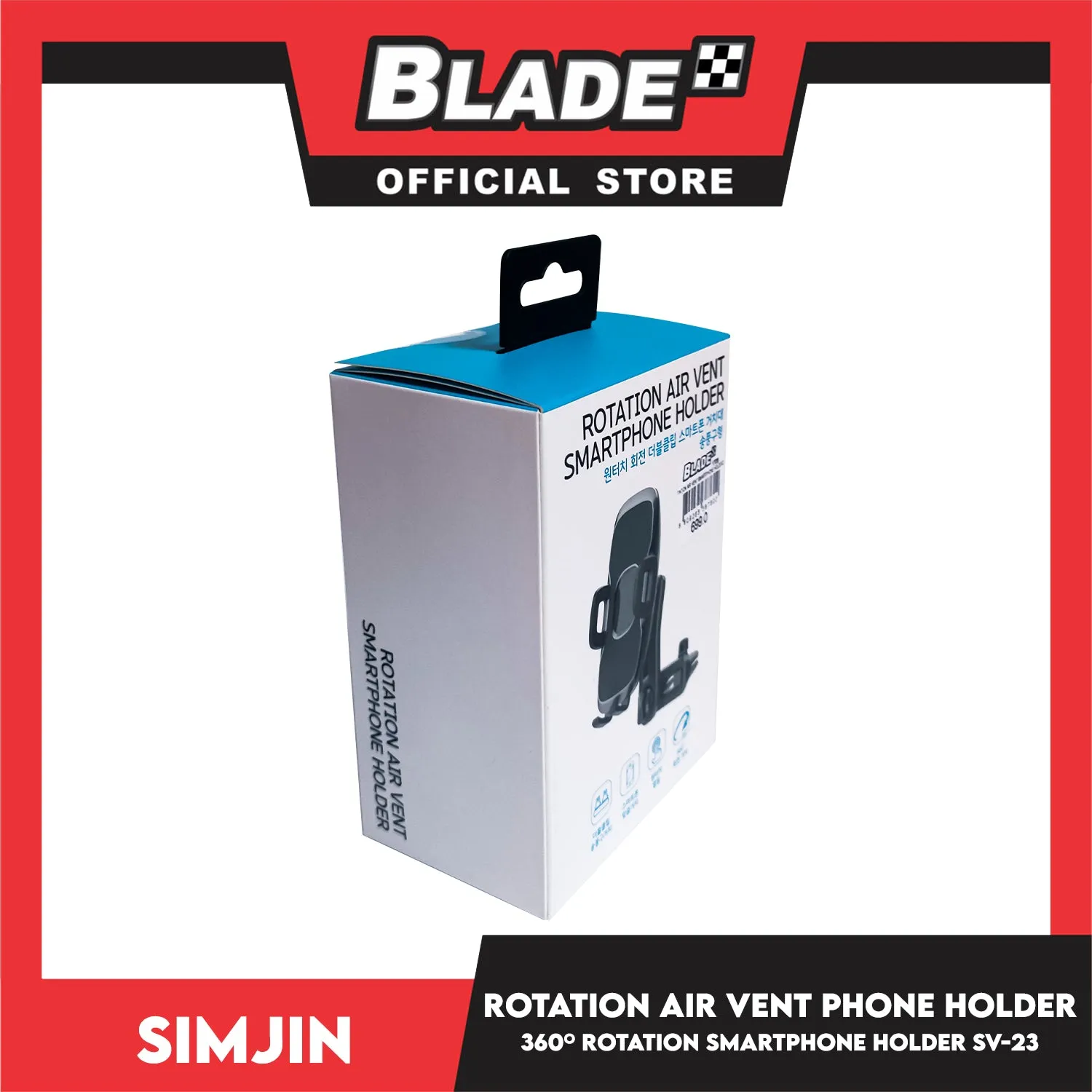 Simjin Rotation Air Vent Smartphone Holder SV-23 (Black) Universal Fit For Any Cars, Car Air Vent Mount Holder
